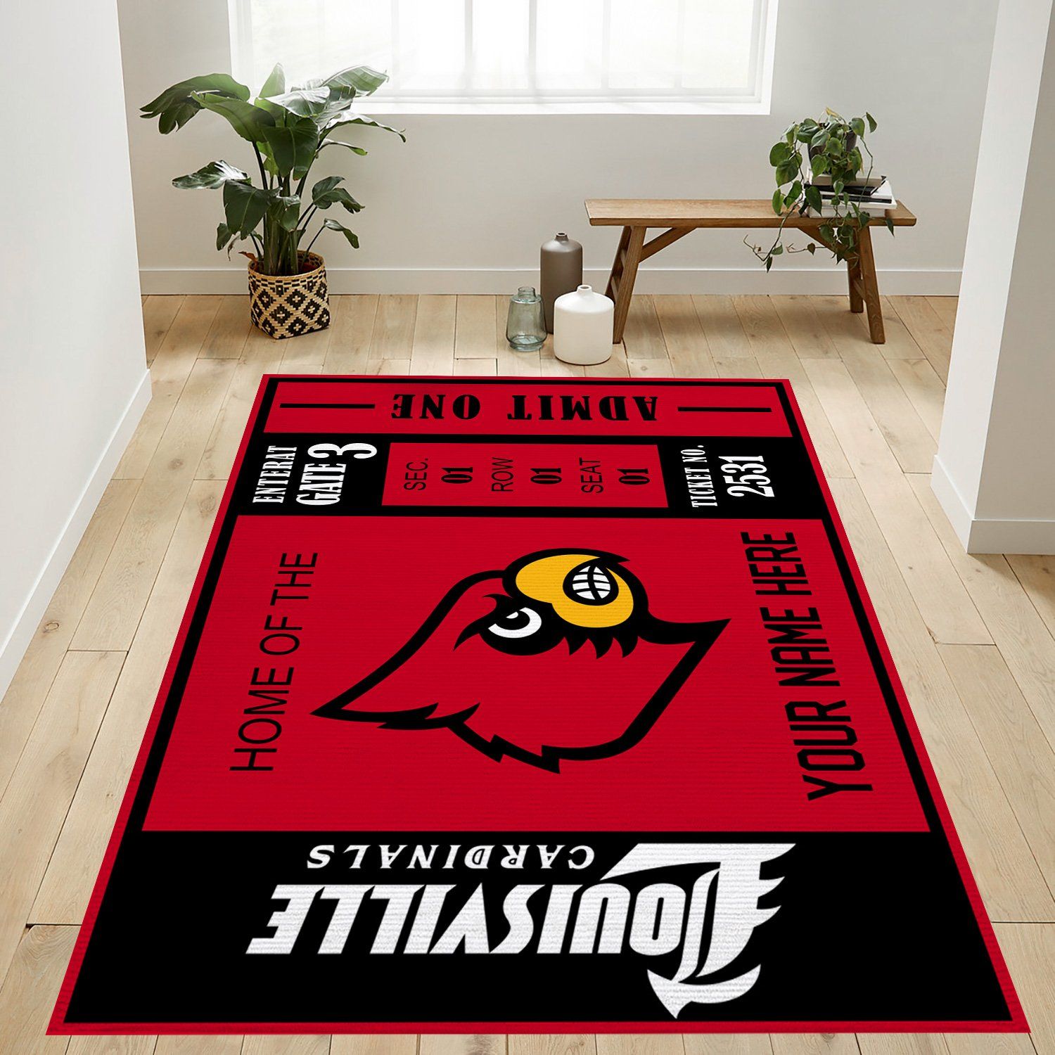 Customizable Louisville Cardinals Rug ? Custom Size And Printing