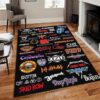 The Greatest Rock Band Logos Of All Time Area Rug And